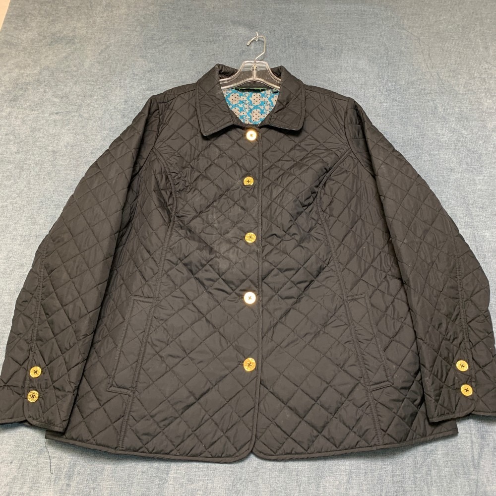 C. Wonder Quilted Barn Jacket Womens 1X Black Lining Softshell Single Vented
